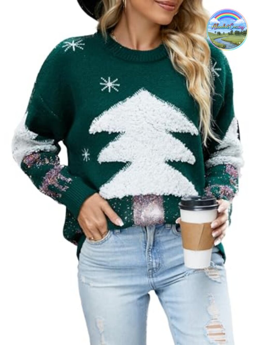 Ugly Christmas Sweater Women Knitted Funny Holiday Pullover Crewneck